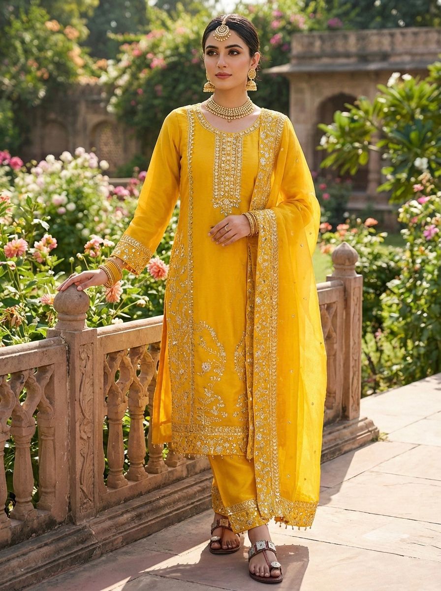 GMY Silk Embroidered Palazzo Set
