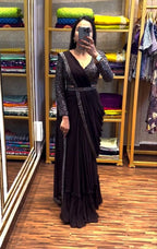 Midnight Chevron Drape Saree