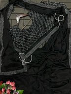 Midnight Chevron Drape Saree