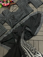 Midnight Chevron Drape Saree