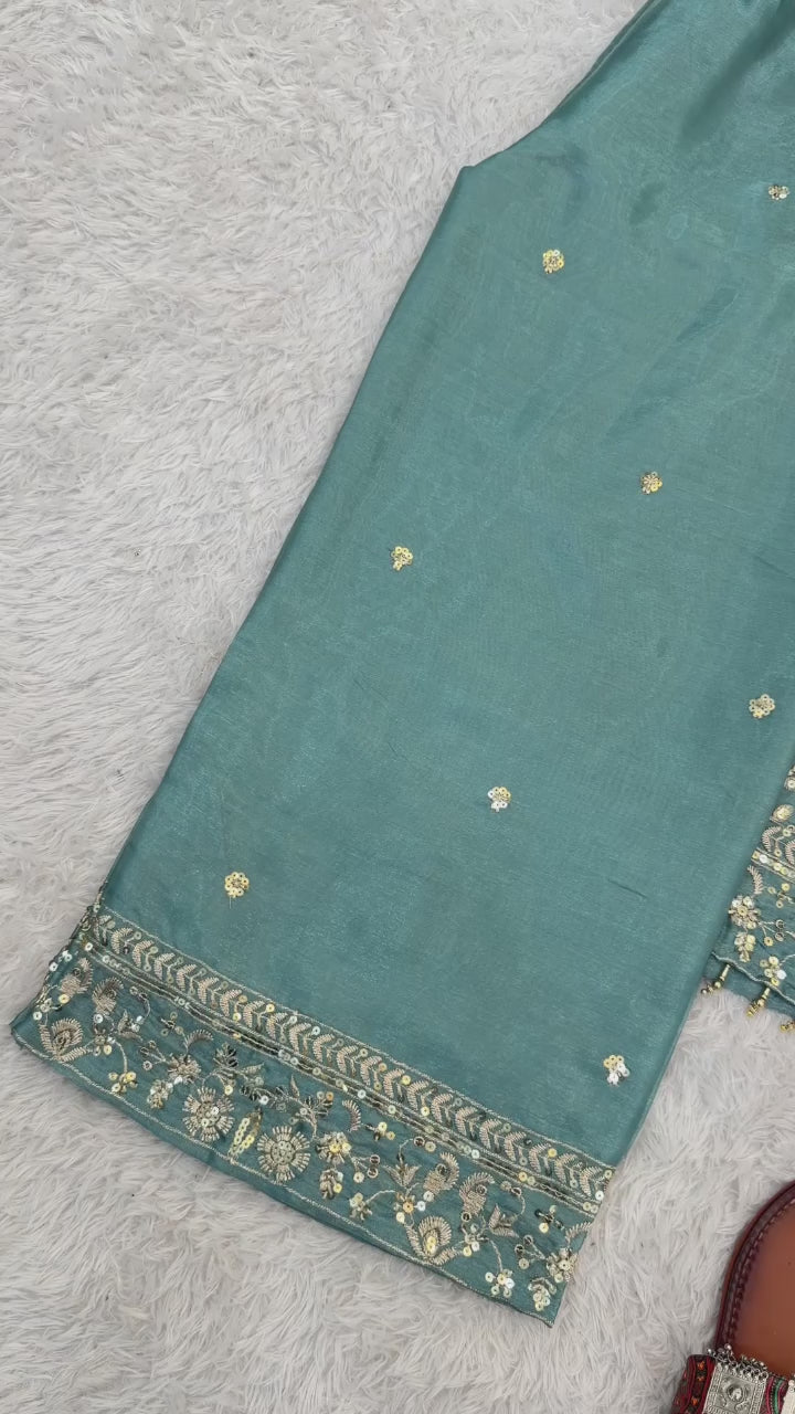 GMY Silk Embroidered Palazzo Set